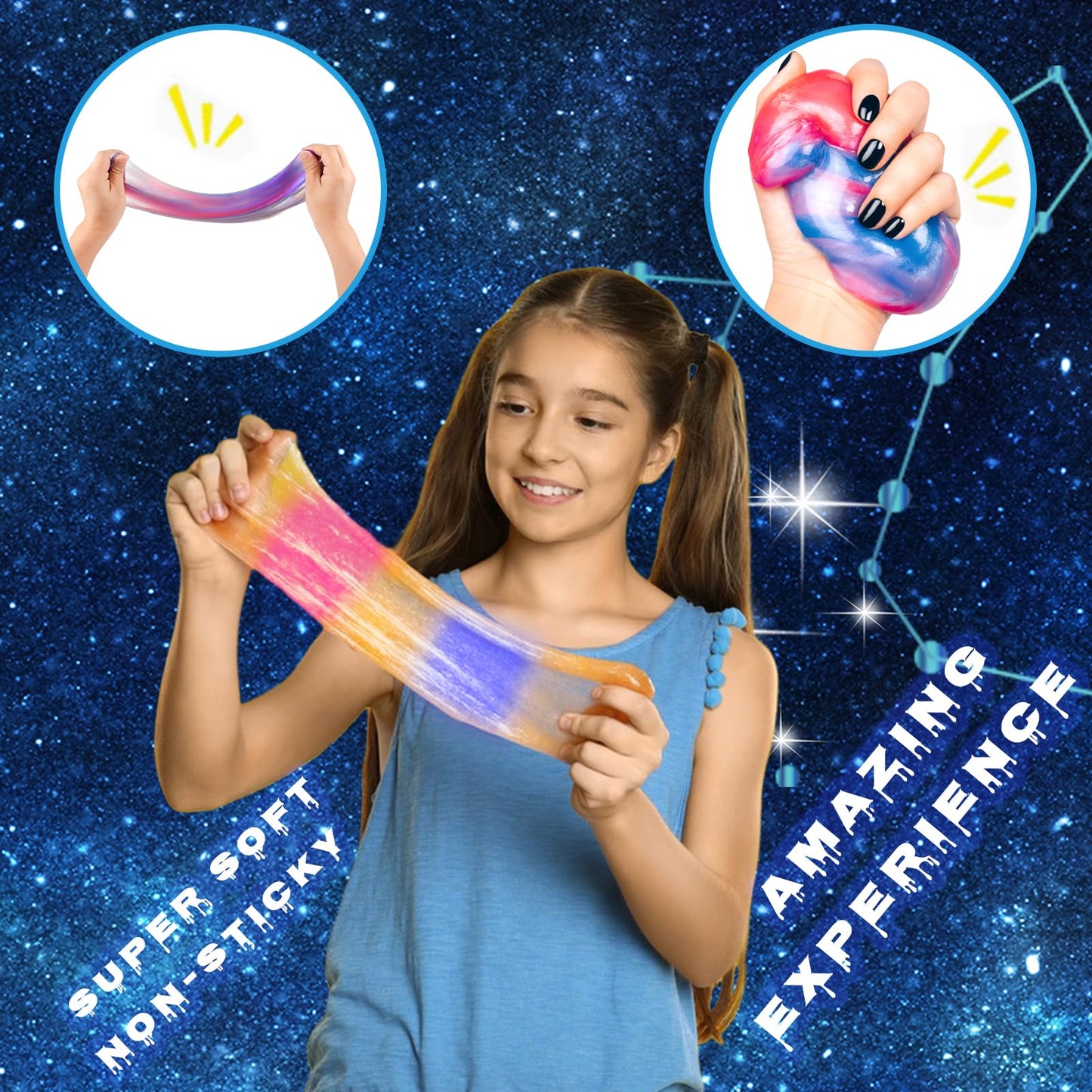 60 Pieces Mini Galaxy Slimes,Party Favors Slime, Stretchy Slime Kit For Classroom Prizes,Goodie Bag Stuffers For Kids Boys Girls