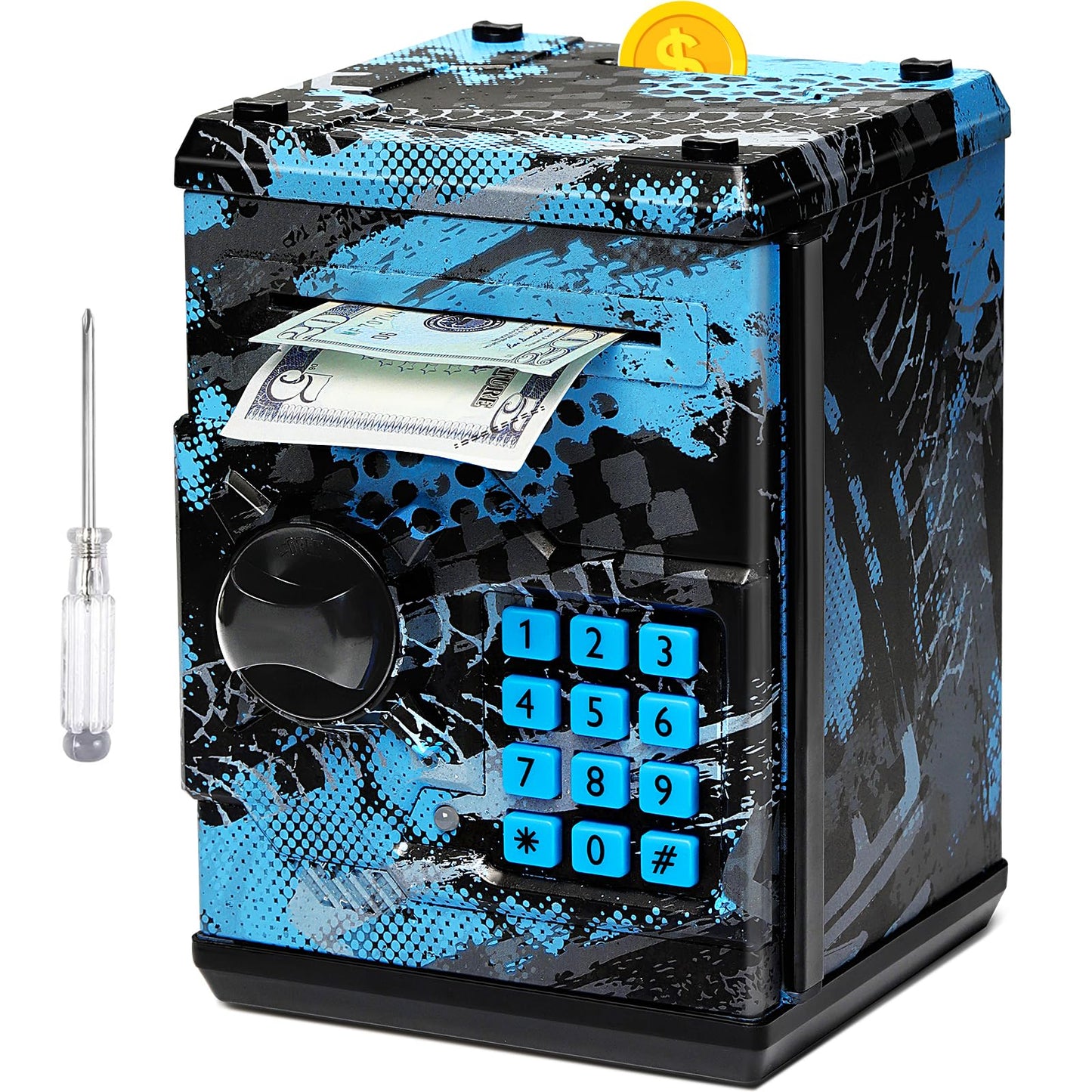 Atm Piggy Bank For Boys Girls, Vcertcpl Mini Atm Coin Bank Money Saving Box With Password, Kids Safe Money Jar For Adults With A