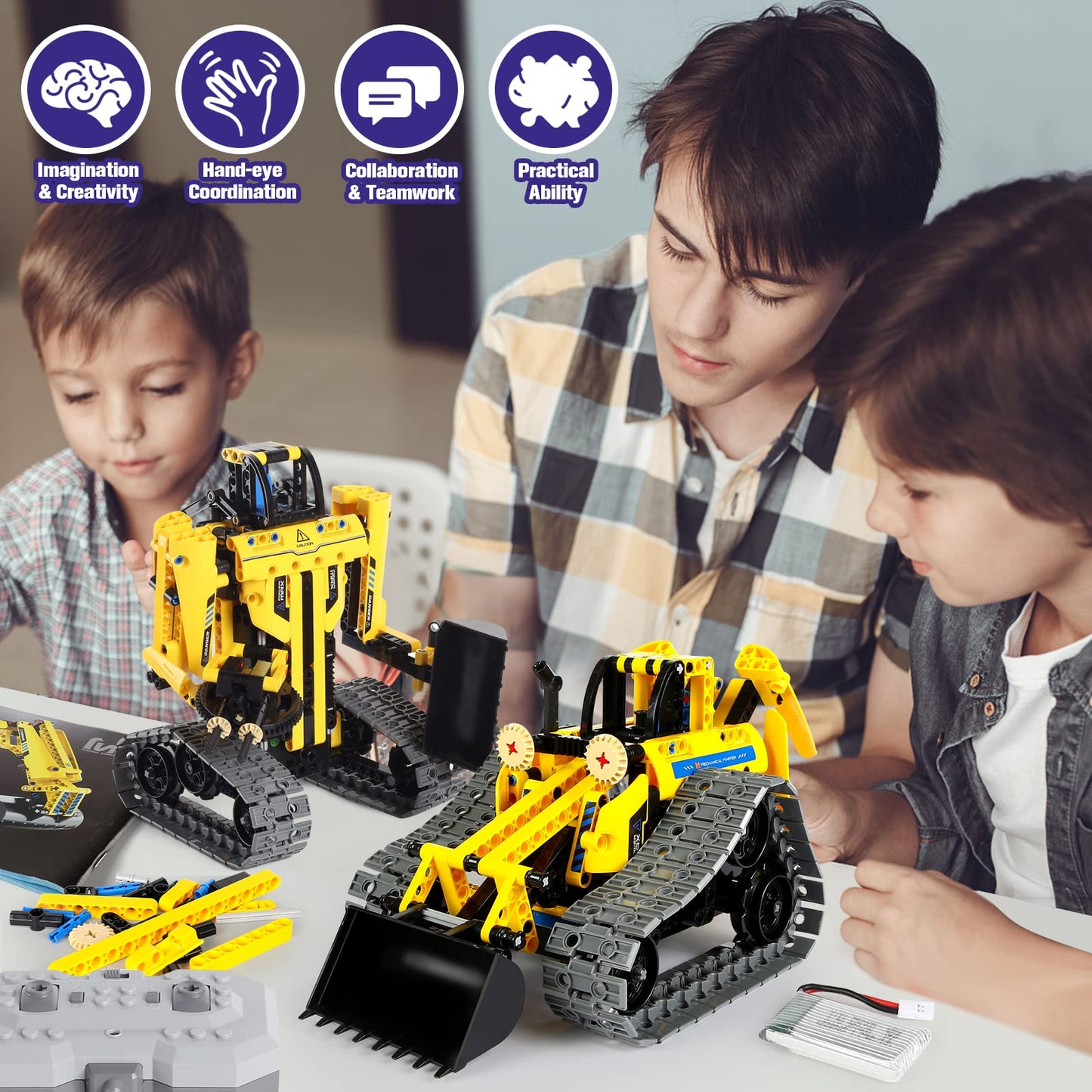 Lecpop 5 In 1 Building Toys Stem Robotics Kit, 430 Pcs Blocks Rc Robot Erector Sets, App & Remote Control Excavator Science Kits