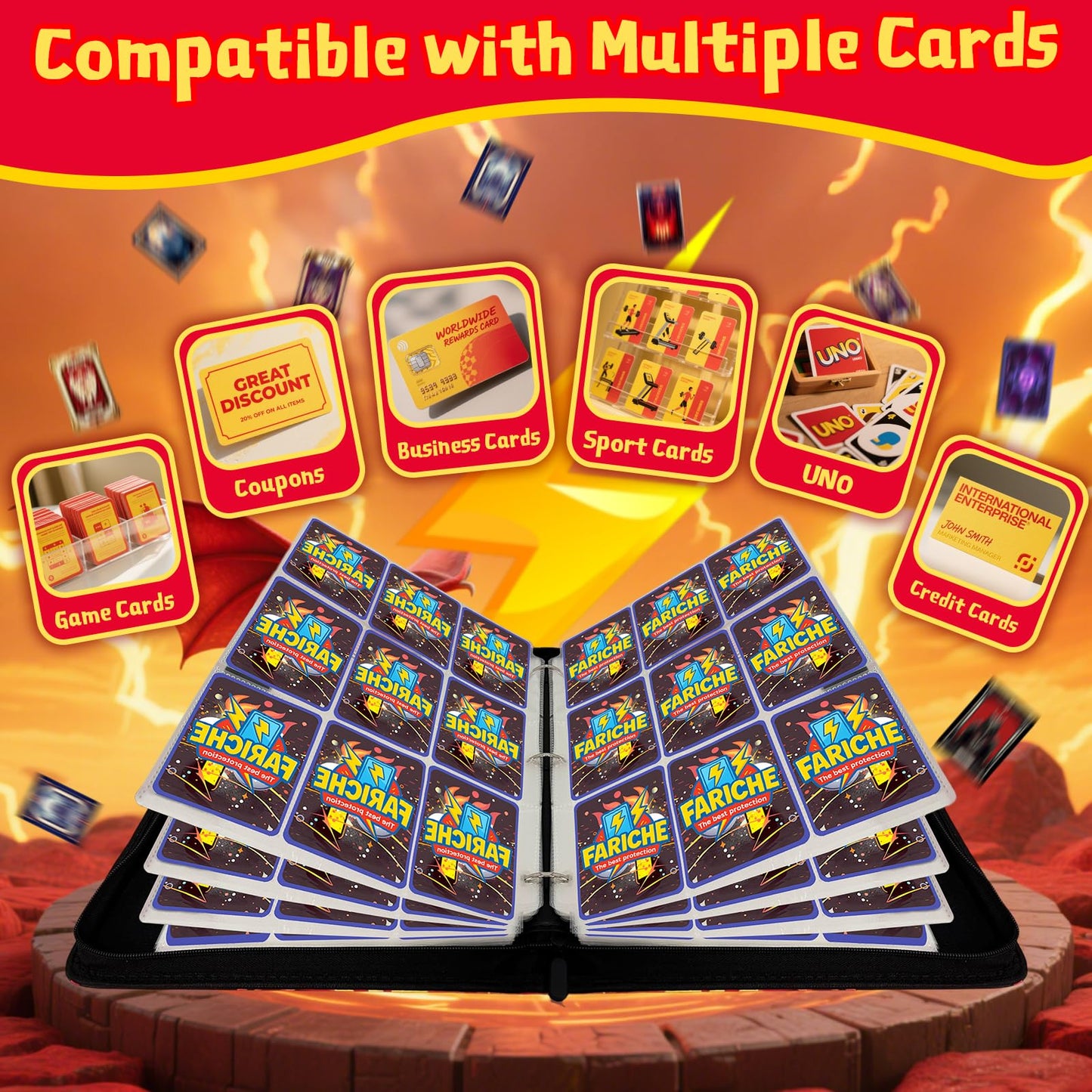 Trading Card Binder for TCG Cards 9-Pocket Portable Card Collector Ablum Holder Book Fits 720 Cards with 40 Removable Sleeve High Capacity Waterproof Card Binder Display Storage Carrying Cases