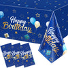 Navy Blue Party Supplies Blue Stars Happy Birthday Tablecloths Blue Starry Confetti Table Covers For Kids Boys Girls Baby Shower