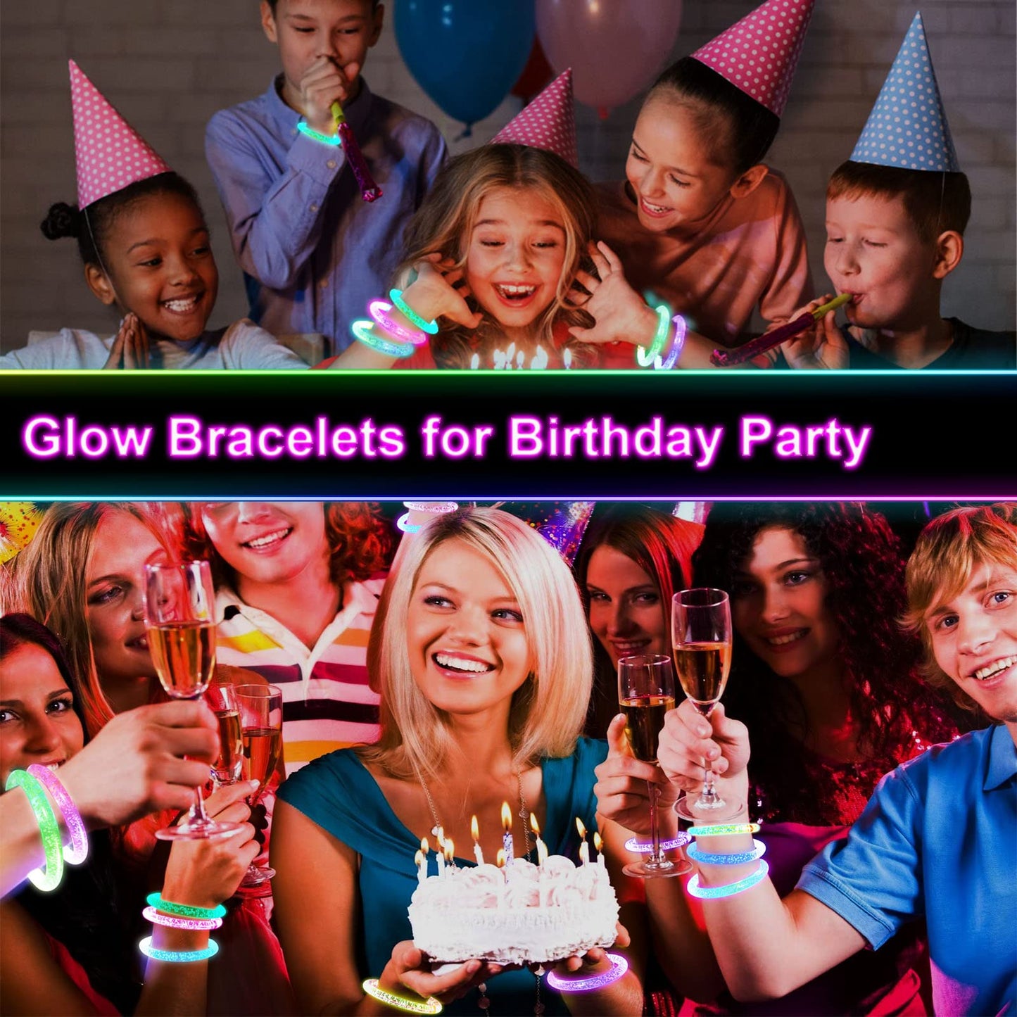 OLUPP 28 Pack Glow Bracelets, Glow Party Supplies Favors,6 Color Glow In The Dark LED Bracelets Light Up Bracelets Glow Sticks P