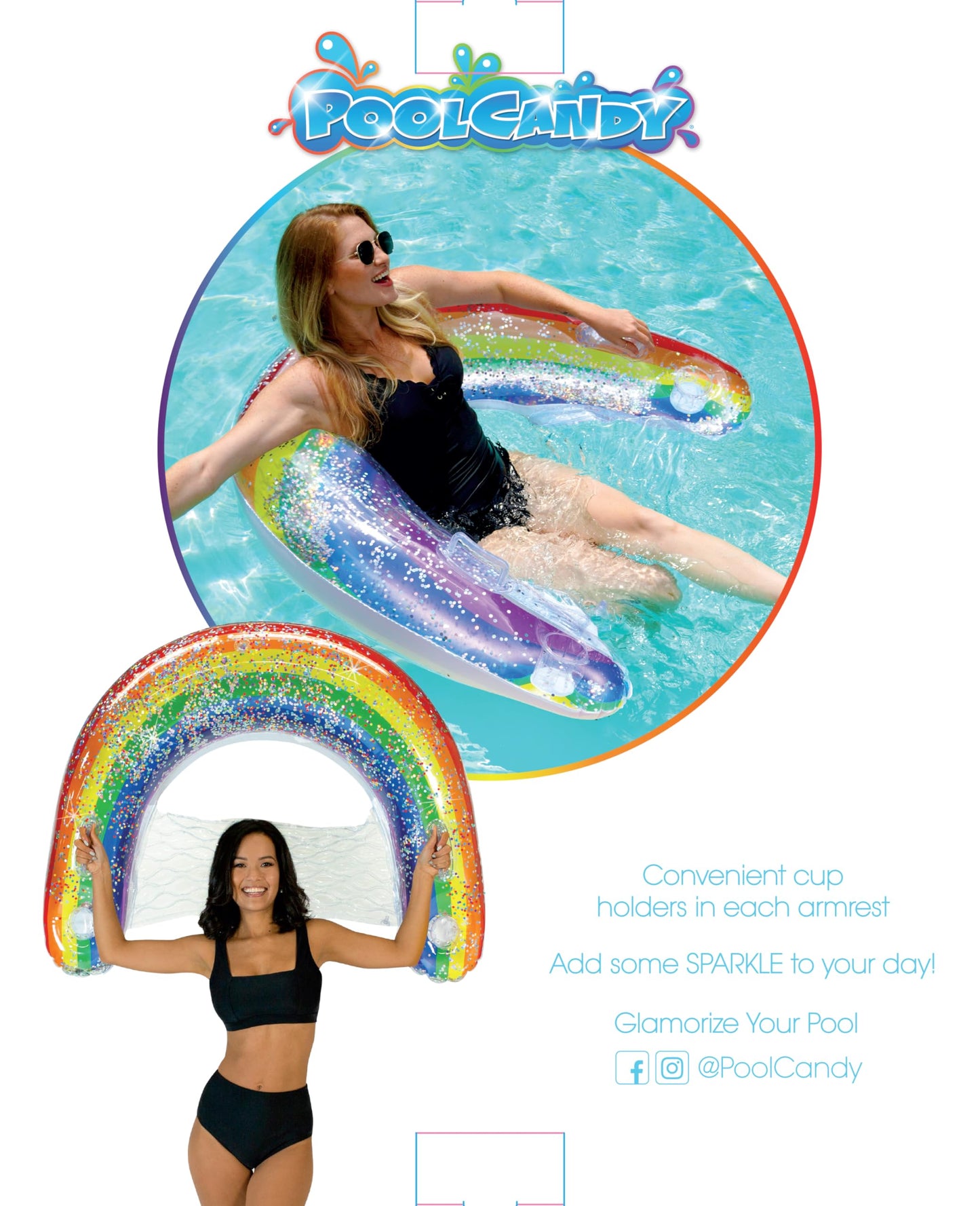 Poolcandy Sun Chair Water Raft, Multiple Chair Styles (Rainbow Haze)