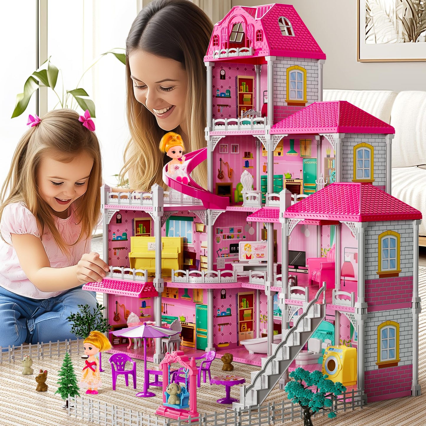 Villa Girls Toys For Kids Ages 2 3 4 5 6 7 - Girls Dolls, Diy Girls Toys, Girls Indoor Toys, Pretend Plays Toy With Accessories
