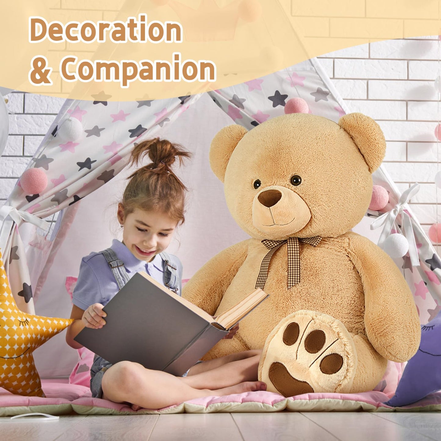 Maogolan 43 Inch Giant Teddy Bear Stuffed Animal, Big Stuffed Bear For Baby Shower Life Size Large Teddy Bear For Girlfriend Boy