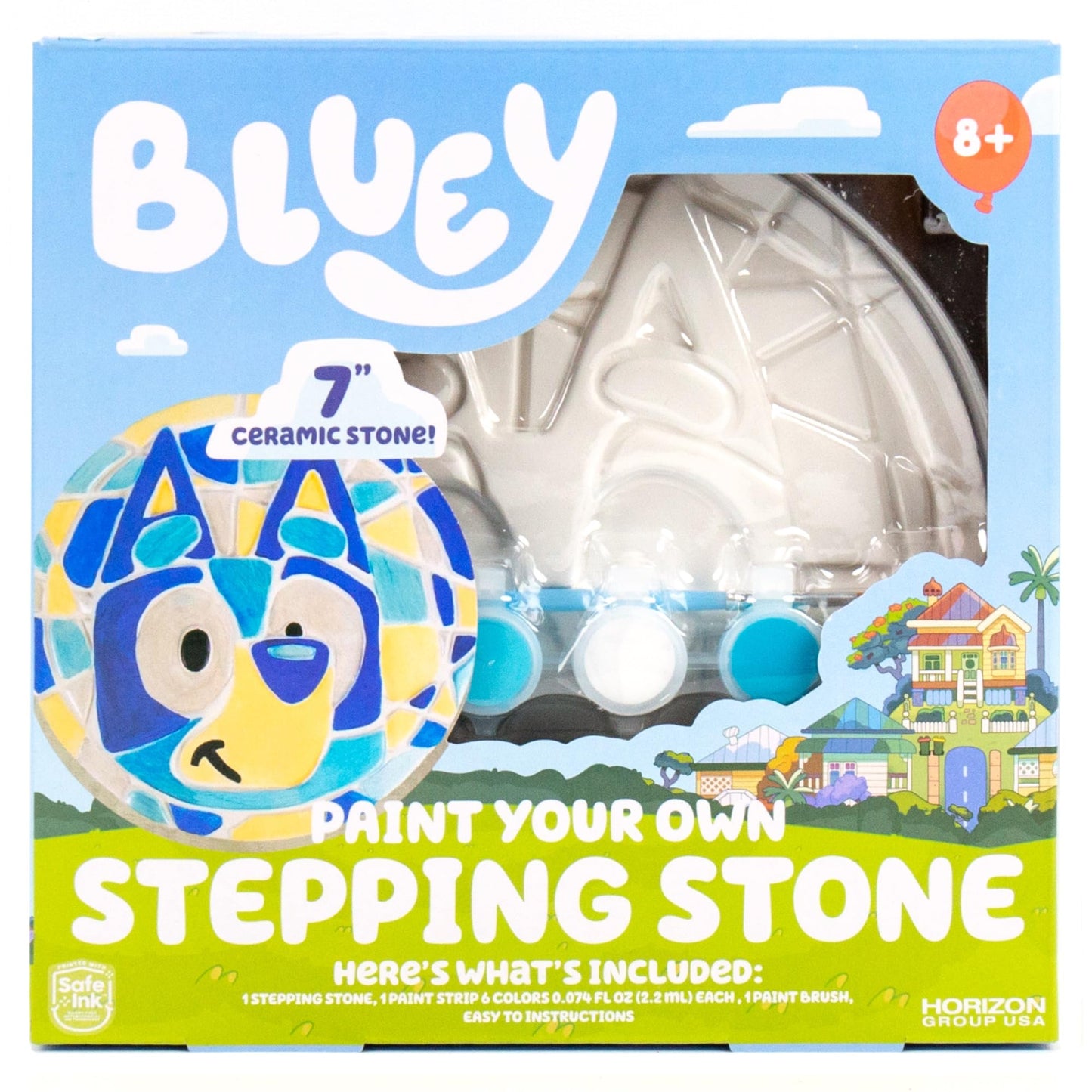 Bluey Paint Your Own Stepping Stone Kit - DIY Ceramic Art Set, 7" Bluey Design, Fun Summer Activity for Ages 8-11
