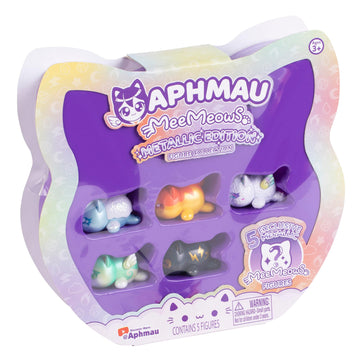 Aphmau Mystery MeeMeow Figures Multi-Pack - 5 Glow-in-the-Dark Elemental Toys, Miniature Size, Multi-Color, Model 612153