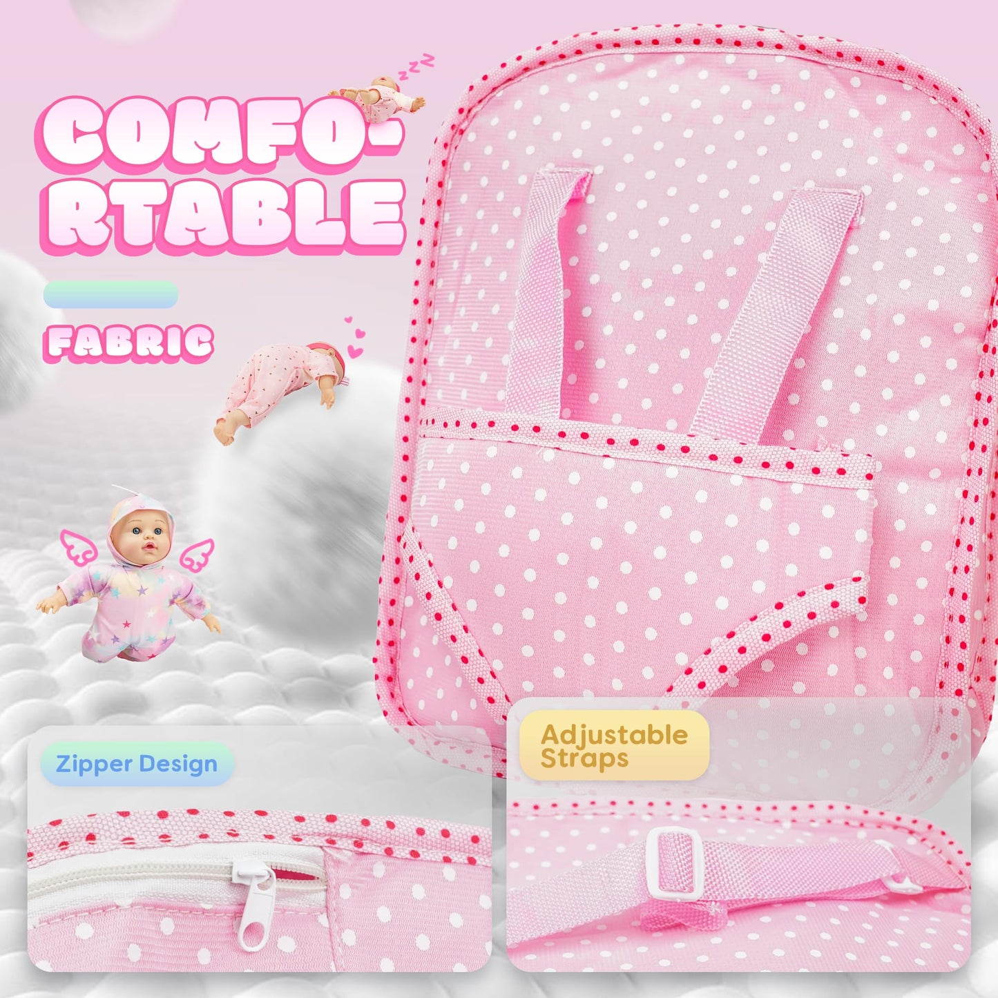 Smilesskiddo 12 Inch Soft Body Baby Doll For Toddlers With Take Along Doll Backpack Carrier Accessories, Baby Doll Clothes And B
