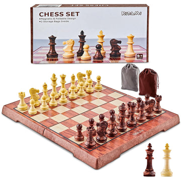 Magnetic Travel Chess Set 12 Inches Folding Chess Board With 2 Portable Bags For Pieces Storage, Gift For Kids Adults Chess Lovers And Learners