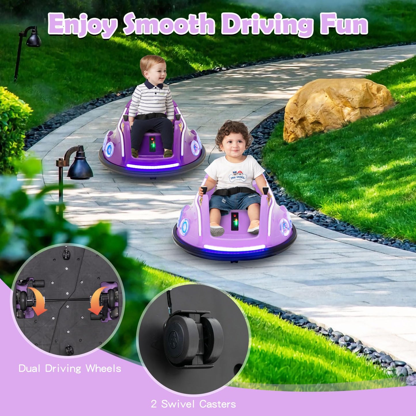 Costzon Kids Electric Bumper Car, 12V With Remote Control, 360 Spin, Flashing Lights, Built-In Music & Wireless Connection, Todd