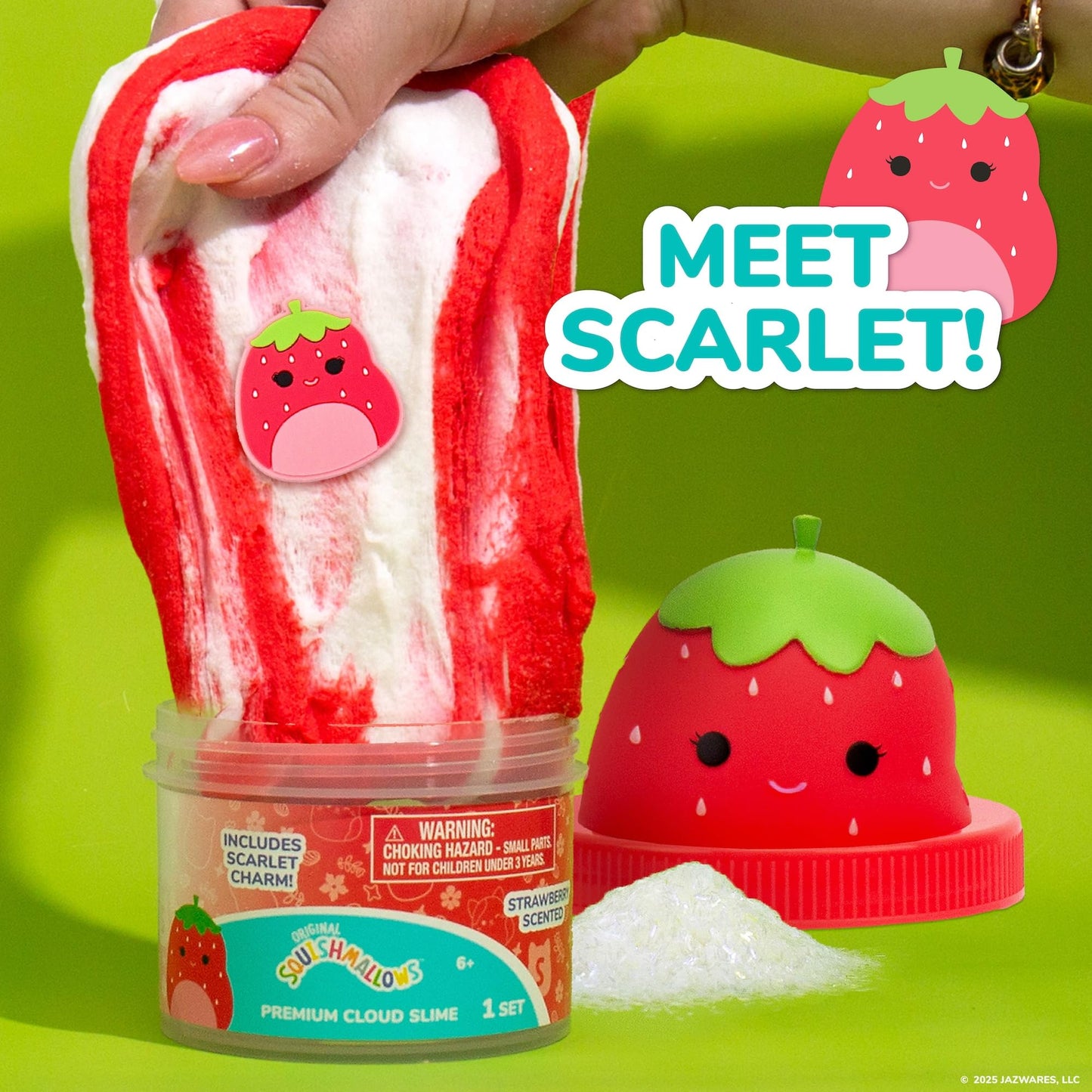 Original Squishmallows Scarlet The Strawberry Premium Cloud Slime, Strawberry-Scented, Party Favors for Kids 8-12, Girl Toys 8-1