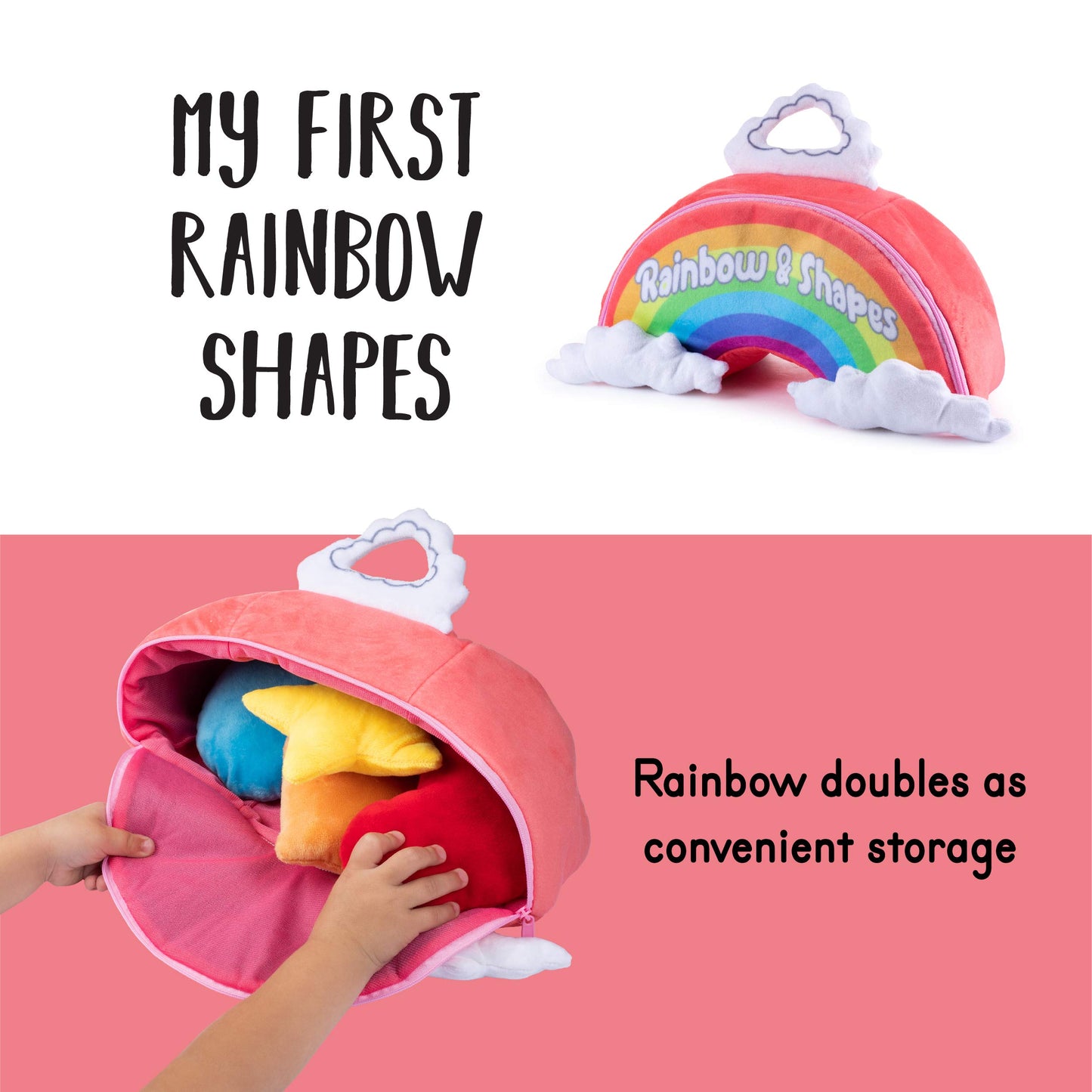 Talking Plush Rainbow & Shapes Toy Set | Includes 4 Talking Soft Shapes | Star, Heart, Circle, And Square With A Plush Rainbow C