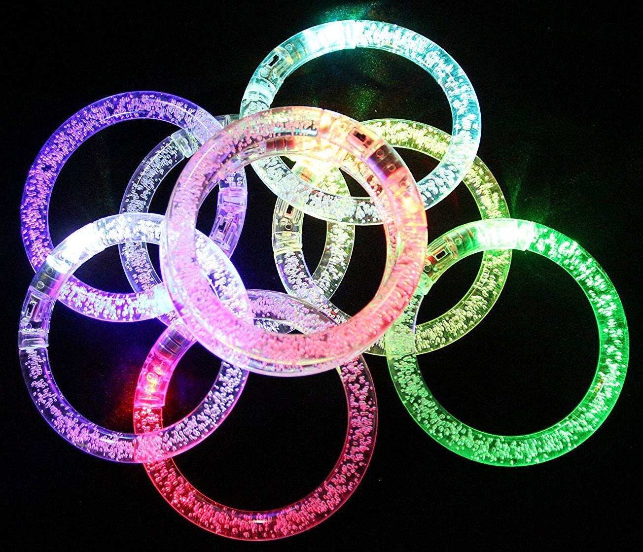 M.best 12pcs Glow Bracelets with 12pcs Spare Batteries Glow in The Dark Bracelets Toys for Party Favors