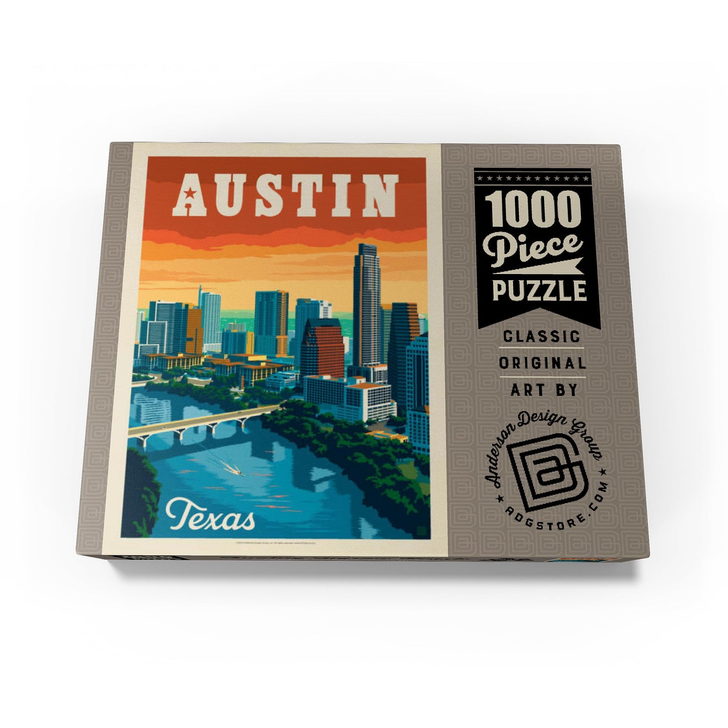 Mypuzzle Austin, Texas: Skyline, Vintage Poster - Premium 1000 Piece Jigsaw Puzzle For Adults