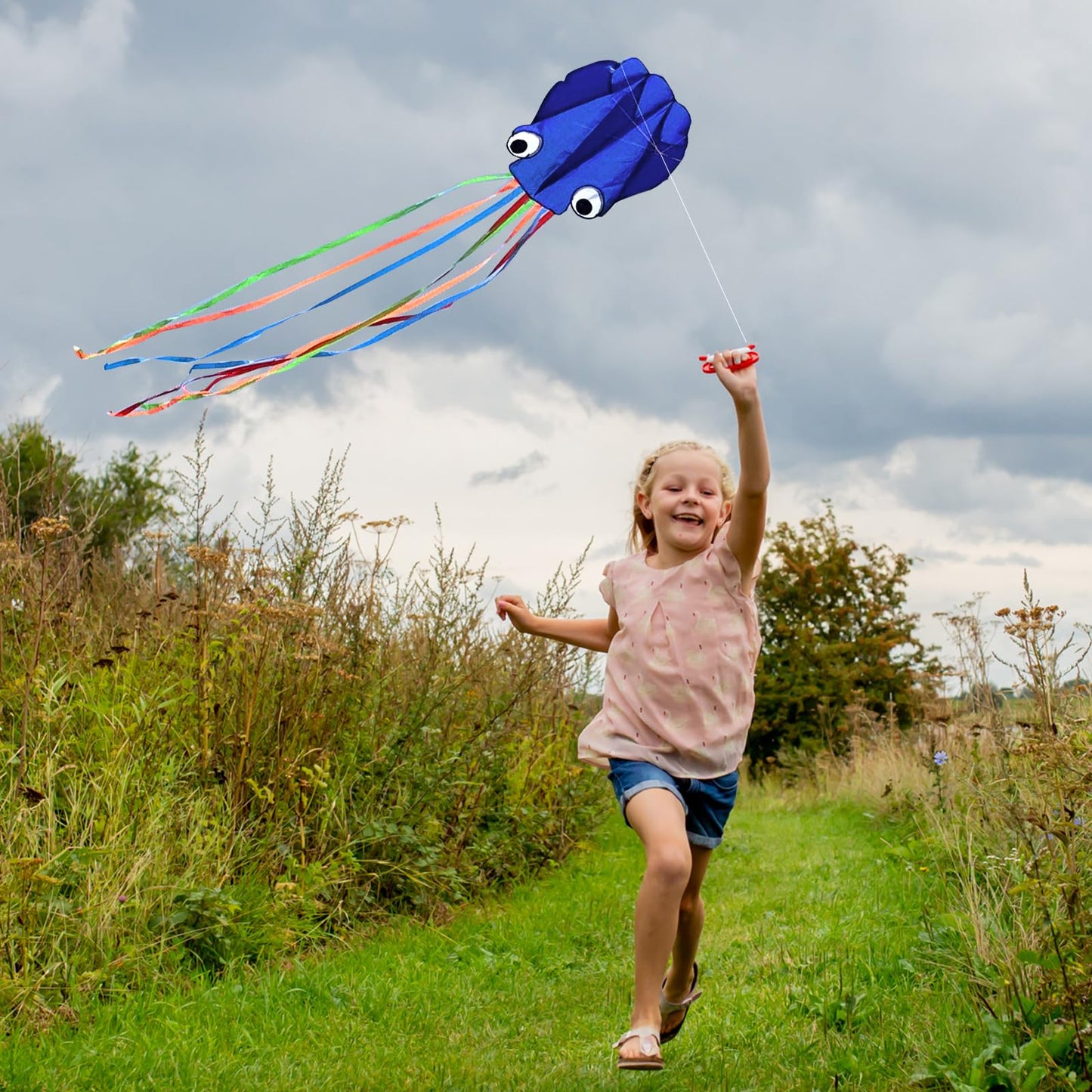 3 Pack Octopus Kites for Kids & Adults, Large Soft 3D Beach Easy to Fly for Boys&Girls (Red, Green & Blue)