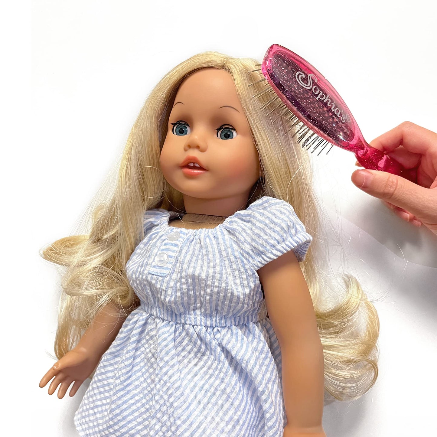 Sophia'S 18' Glittery Hot Pink Doll Hairbrush, Ideal For Wig-Like Hair