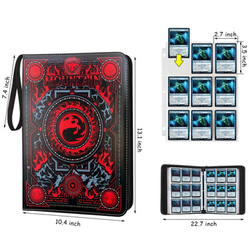 MTGPRO Trading Card Binder 9 Pocket Card Binder with Sleeves 720 Double Sided Pocket enhanced Collector Card Album Card Collection Folder for MTG TCG Yugioh Game Cards (Red)