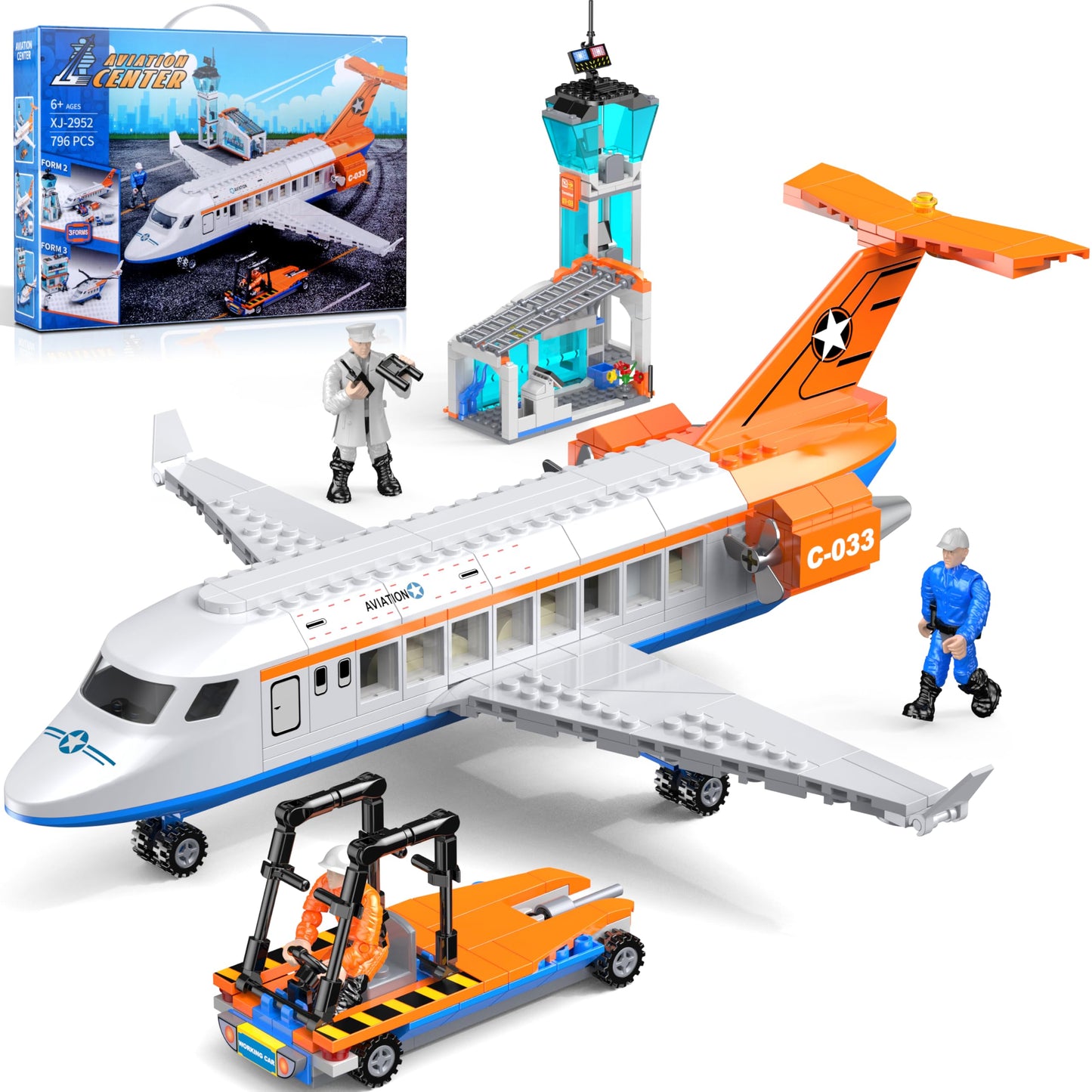 Booyuer City Passenger Airplane Building Set, 3 In 1 Airport Passenger Plane Building Toys - Ideal Gift For Ages 6+ Kids, Perfec