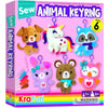 KRAFUN Unicorn Sewing Keyring Kit for Kids Age 7 8 9 10 11 12 Learn Art & Craft, Includes 6 Stuffed Animal Bear, Dog, Rabbit, Ra