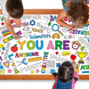 Motivational Large Coloring Poster For Kids 30 X 72 Inch, Giant Positive Affirmations Coloring Paper Tablecloth Sheets, Color-In