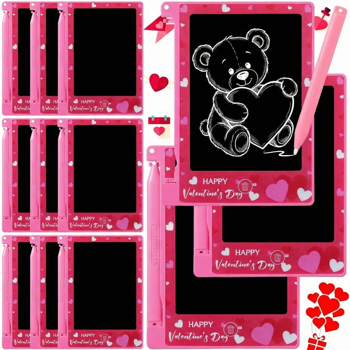 Nezyo 12 Pack Valentines Day Gifts for Kids Classroom Mini LCD Writing Tablet 4.4 Inch Colorful Drawing Tablet Valentines Exchan