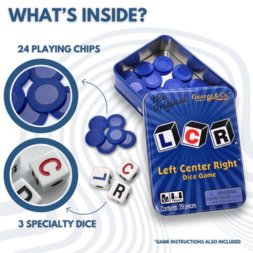 LCR Left Center Right Dice Game - Blue Tin