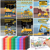 Motipuns 24 Set Valentines Day Exchange Classroom Gifts, 24 Construction Trucks Coloring Book with 24 Stacking Crayons for Stud