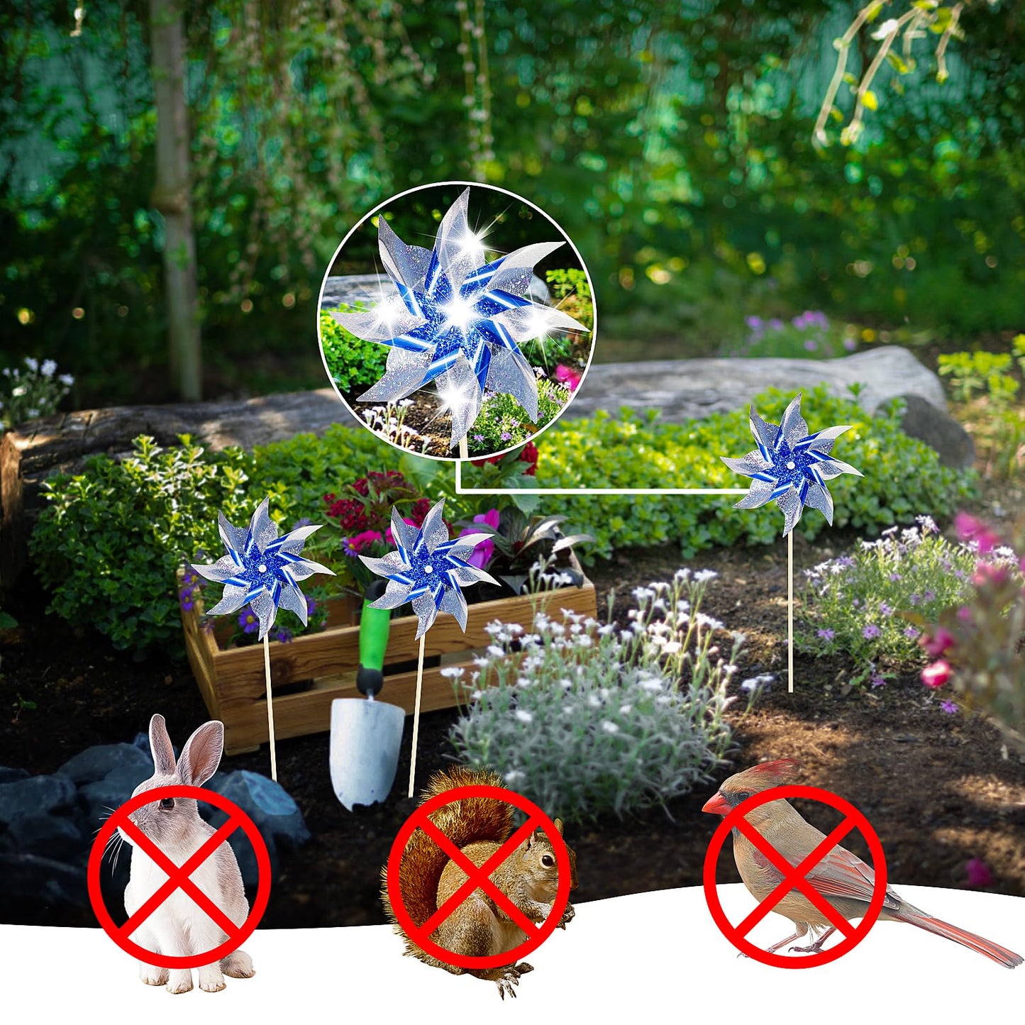 10 Pack Reflective Pinwheels For Yard And Garden, Wind Spinners Outdoor Bird Scare Devices, Sparkly Windmills For Garden Decor S
