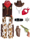 Gz-Laopaitou 8 Pcs Cowboy Costume For Boys, Kids Cowboy Outfit Brown Western Costume Toddler Role Play Halloween Cosplay