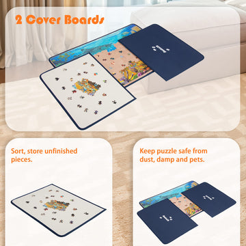 Becko Jigsaw Puzzle Board with Covers Portable Puzzle Mat for Puzzle Storage Puzzle Saver, Non-Slip Surface, Up to 1000 Pieces (