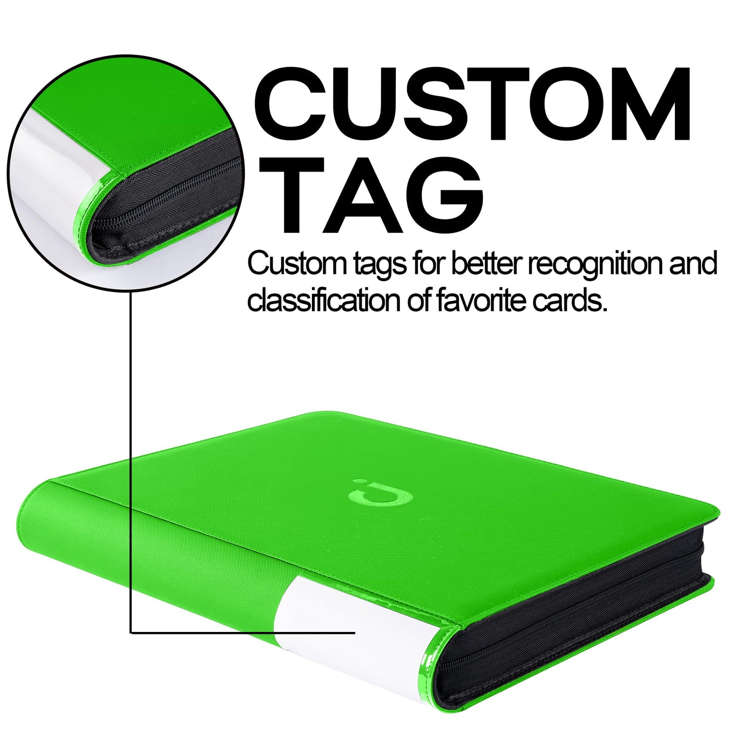 Top Loader Binder Holds 288 Top Loaders - 9-Pocket Toploader Binder for 3 x 4 Rigid Card Holders for Trading Cards or Sports Cards Model A - Brilliant Green