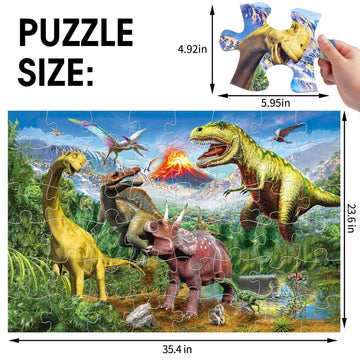 Jumbo Floor Puzzle for Kids,48 Piece Volcano Dinosaur Large Jigsaw Puzzles, Fun Educational Toy for Toddlers Ages 3-5,Preschool