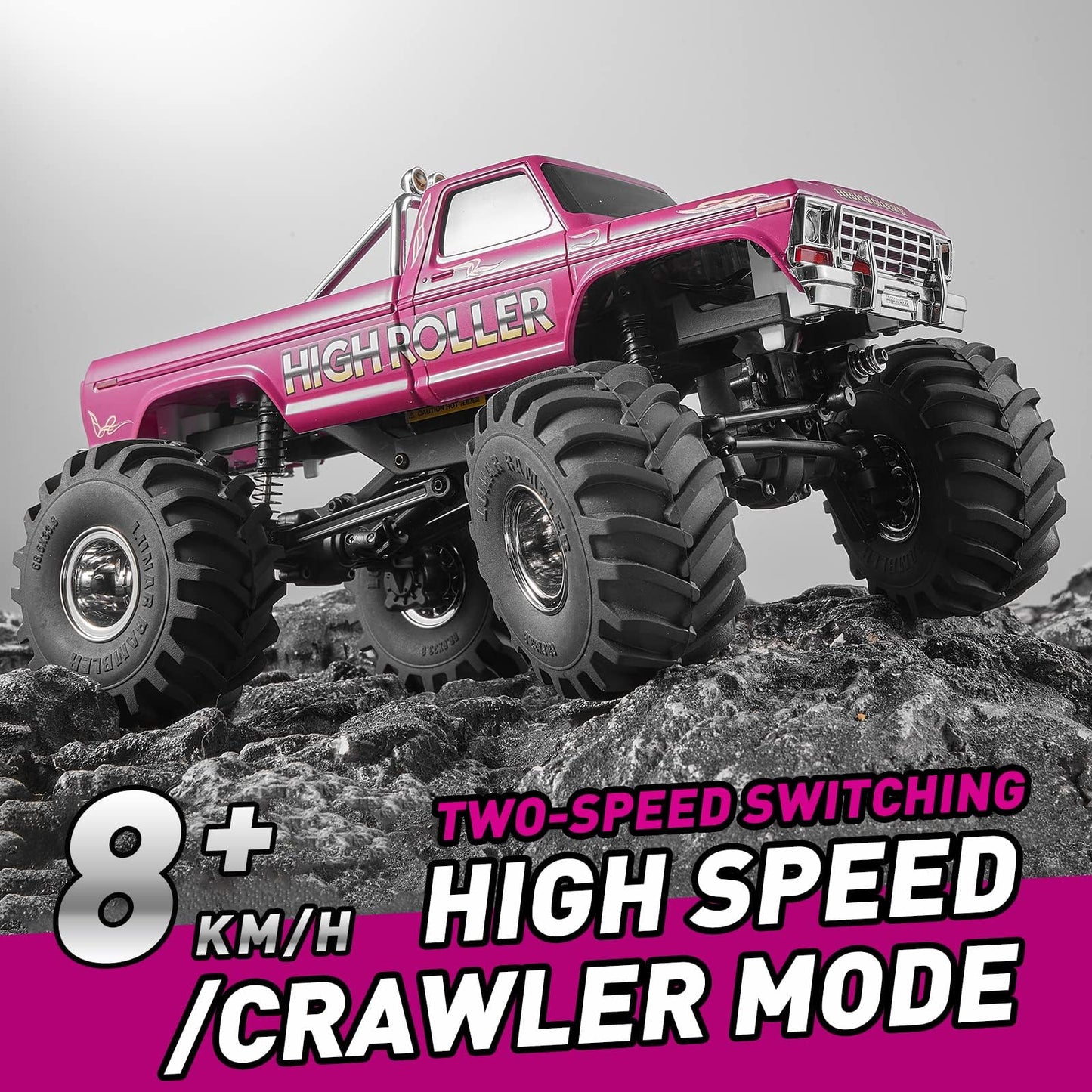 FCX24 FMS 1/24 Smasher Monster RC Crawlers - FCX24 RC Truck 8km/h 2 Speed Transmission for Adults, 2.4Ghz Remote Control Car RTR