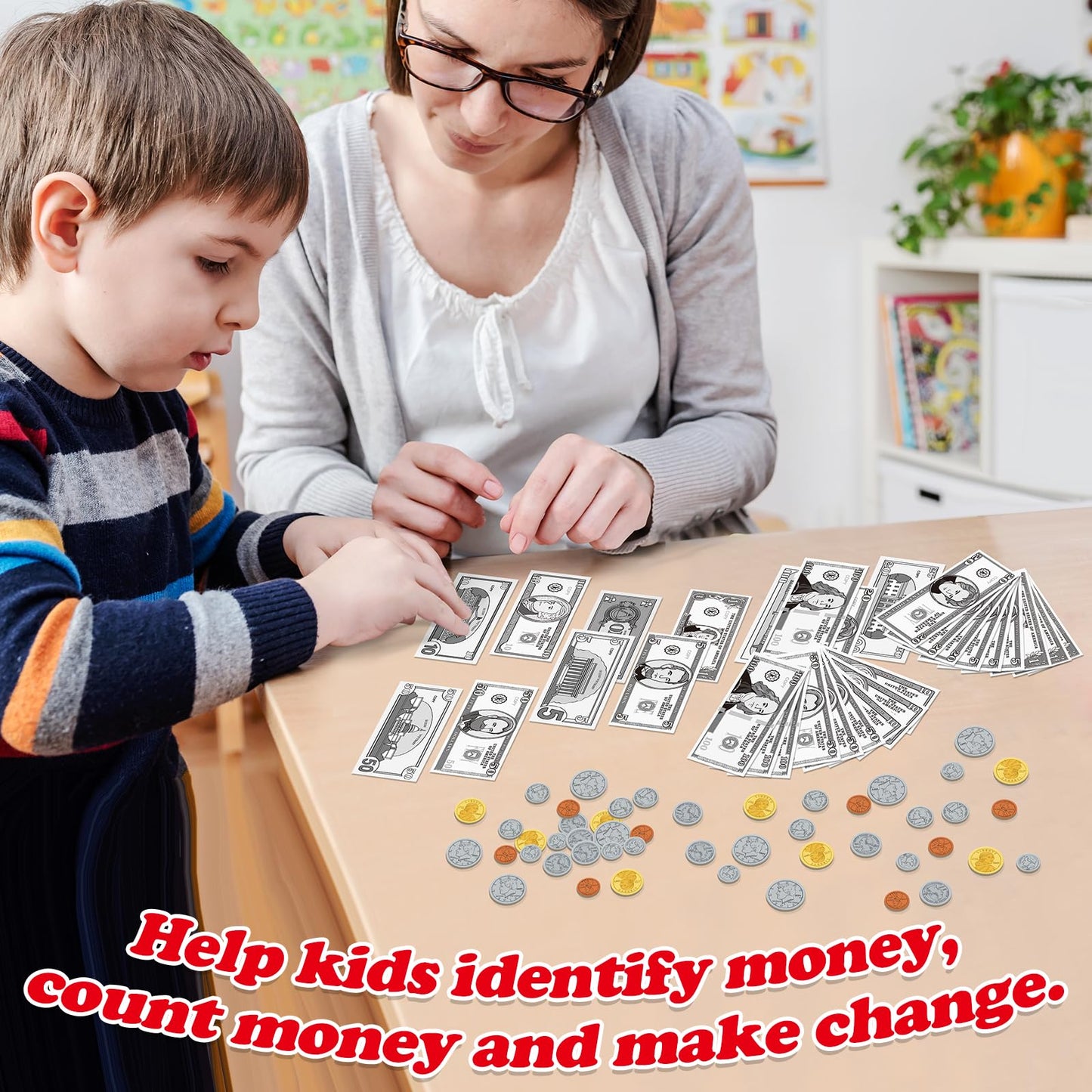 Kasfalci Money Activity Set for Kids for Learning, Pretend Play, Math Manipulatives,Teaching,Counting,Learning & Education Toys