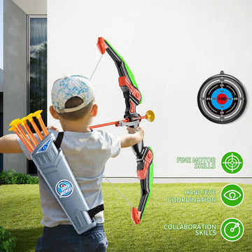 Temi Bow And Arrow For 3 4 5 6 7 8 9 10 Year Old Kids Boys, Led Light Up Archery Toy With 10 Suction Cup Arrows, 4 Target & Quiver, Indoor Outdoor Activity Toys, Birthday Gift Toys For Kids Boys Girls
