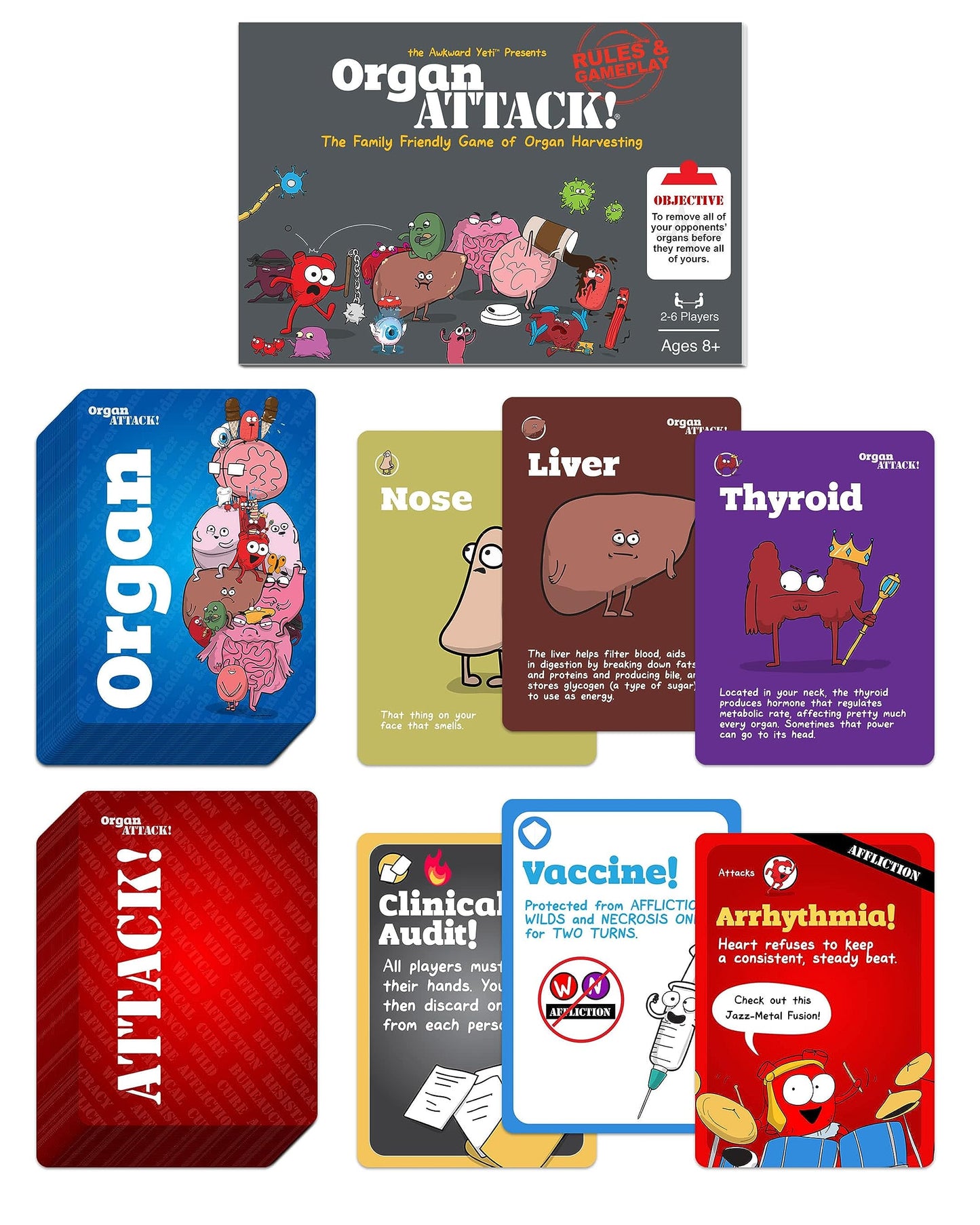 The Awkward Yeti Organ Attack! Card Game, A Family Fun Game For Kids And Adults - Funny Playing Cards For Gamenights With Family Of Kids And Teens | Ages 8+