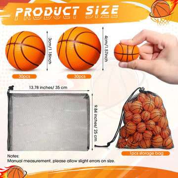 Civaner 60 Pcs Basketball Party Favors Mini Small Basketballs Bouncy Stress Sports Balls With Drawstring Bag For School Party Ca