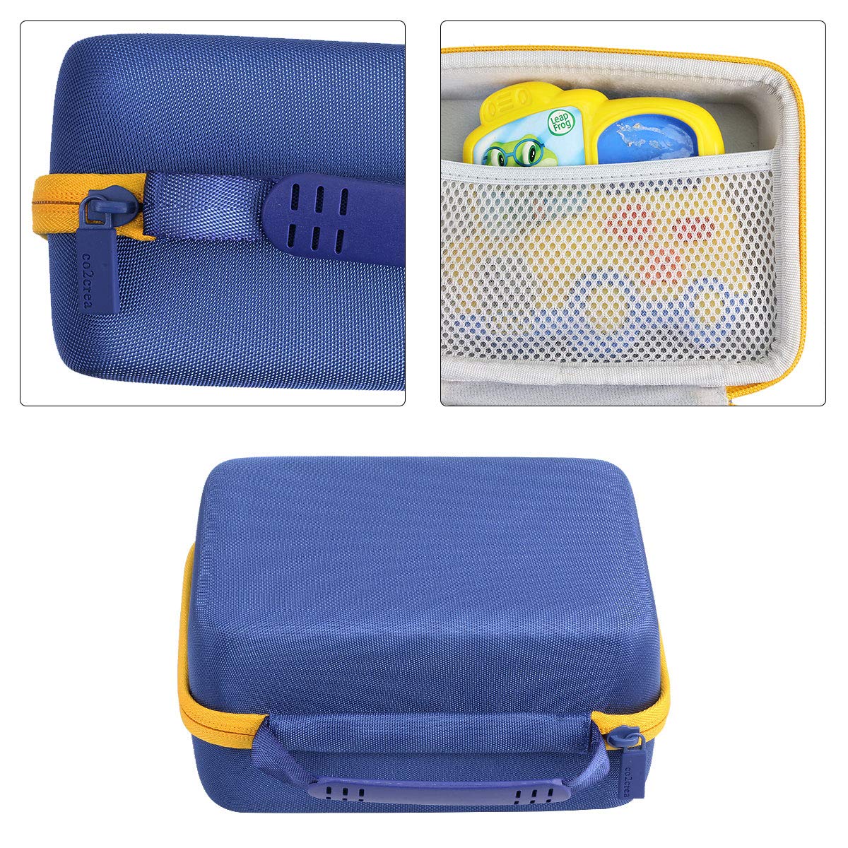 co2crea Hard Travel Case Replacement for Leapfrog Fridge Phonics Magnetic Letter Set (Blue Case + Yellow Zipper)