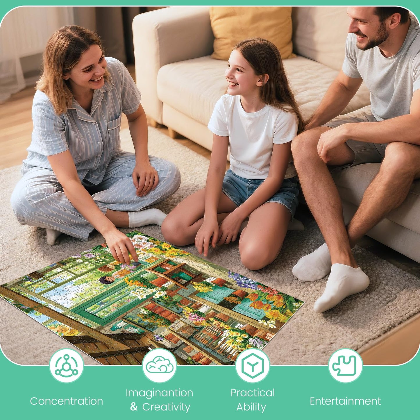 500 Piece Jigsaw Puzzles for mature-themeds Cozy Flower Shop with Children Puzzles for mature-themeds Fun and Challenging Puzzle for Family Time Relaxing Gift for mature-themeds Kids Seniors 20.5 x 15 in