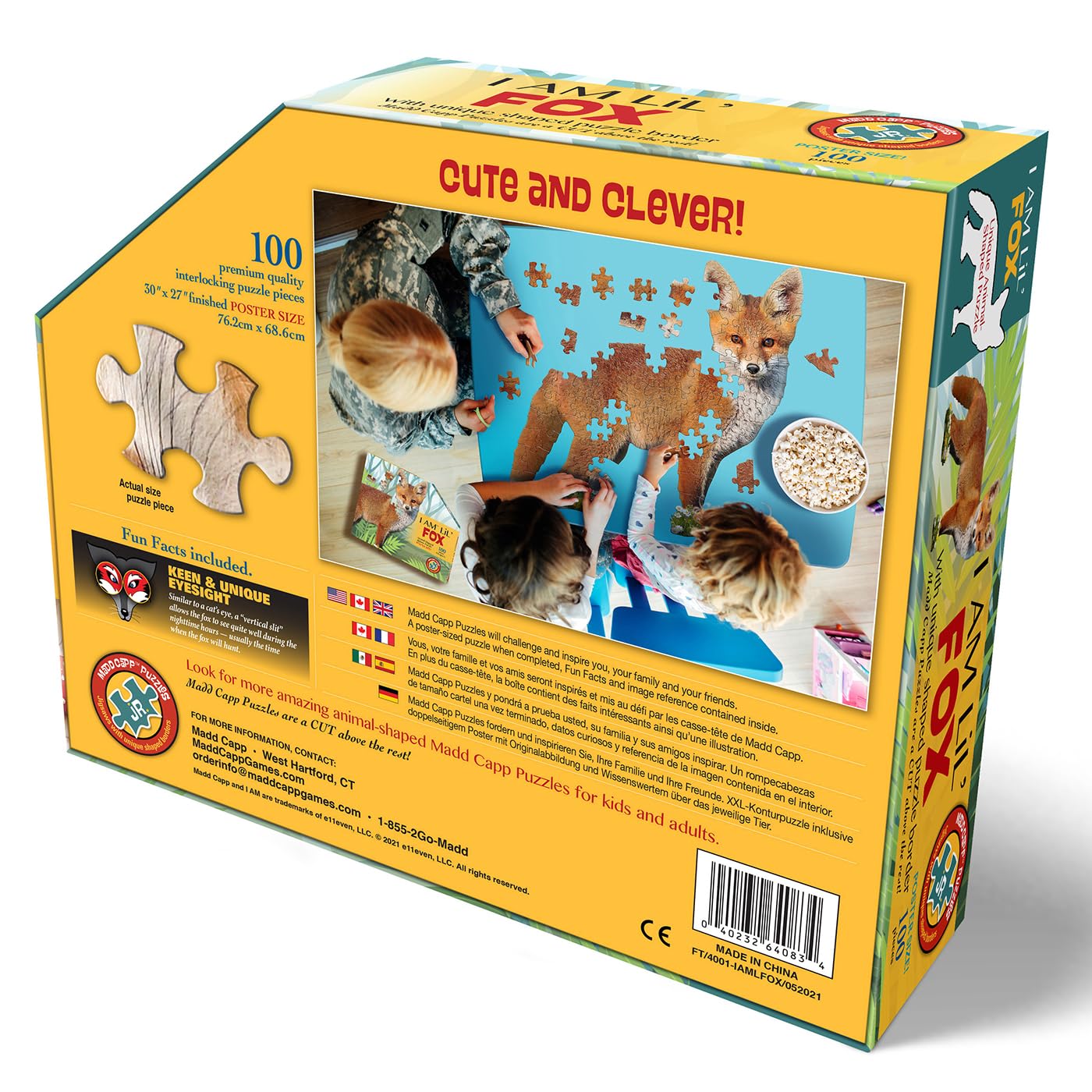 Madd Capp Puzzles Jr. - I Am Lil    Fox - 100 Pieces - Animal Shaped Jigsaw Puzzle