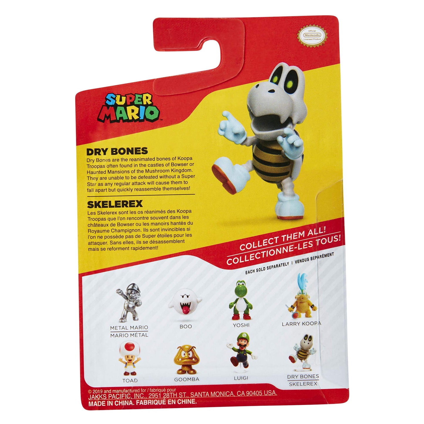Super Mario 2.5 Inch Dry Bones Action Figure, White Collectible Toy, Model 782876, Plastic