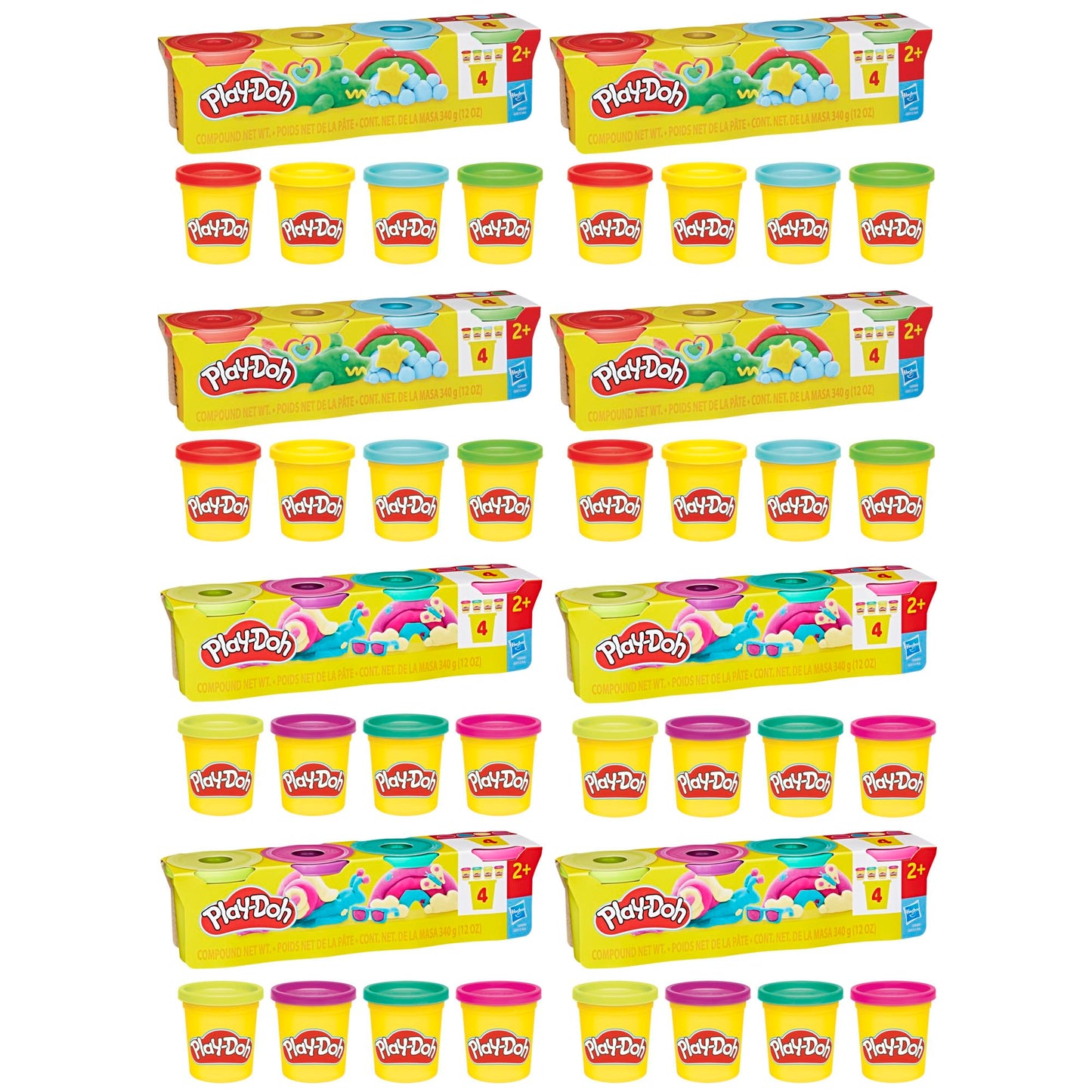 Play-Doh Bulk 4 Pack Vibrant Colors, 32 Colorful 3 Ounce Cans of Modeling Compound, Kids Arts & Crafts, Preschool Toys for Girls
