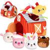 Kmuysl Baby Toys 0-6 6-12 Months, Plush Big Red Barn With Farm Animals, Soft Sensory Toys With Crinkle, Rattles For 0-3-6-9-12 Month Newborn Infant, Christmas Easter Birthday Gifts For Baby Boys Girls