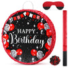 Sinmoe Birthday Piata with Stick Blindfold and Confetti for Boys Girls Men Women Birthday Party Supplies(Red and Black)