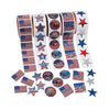 Patriotic USA Sticker Roll Set - 500 Stickers with 5 Styles - Fourth of July Stationary and Party Supplies