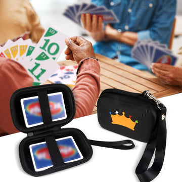 Meetikar Travel Card Games Case - Hard Carrying Case for UNO & Phase 10 - Black, Durable & Compatible (Cards Not Included)
