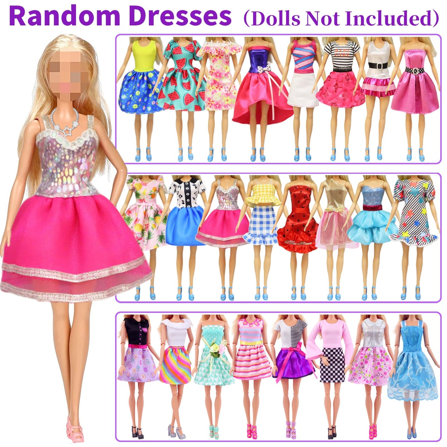 K.T. Fancy 83 Pcs Dolls & Accessories With Doll Closet Wardrobe For 11.5 Inch Doll Dress Up Set Including Wardrobe Shoes, Wallet, Dress Hangers, Brush, Necklace, Pet And Other Accessories
