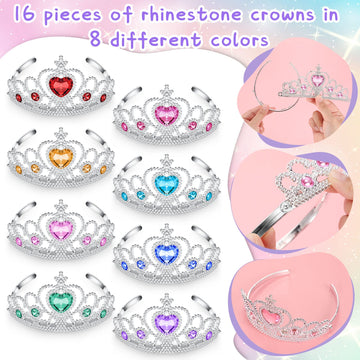 Zhanmai Tutu Outfit, 16 Sets Princess Tiara & Ballet Skirt For Girls' Costume, Birthday Party Favors