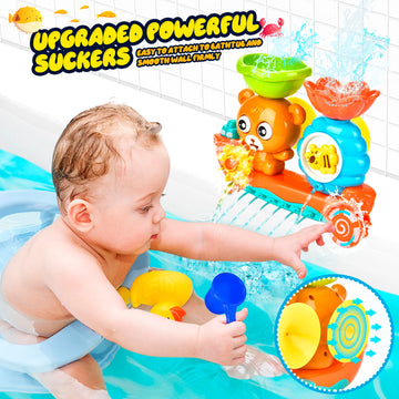 Baby Bath Toys Toddlers 1-3 Bear Kids Bath Tub Toys With 2 Turtle Swimming Wind Up Water Toys & 3 Floating Boat Bathtub Toys For Infants Boys Girls 18+ Months Gifts Box Set