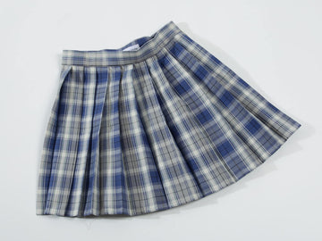 Womens Short Pleated Plaid Costumes Skirt(Blue White Mixed Light Blue,2Xl)